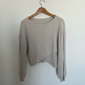 lululemon athletica Light Gray Ribbed Asymmetrical Pullover